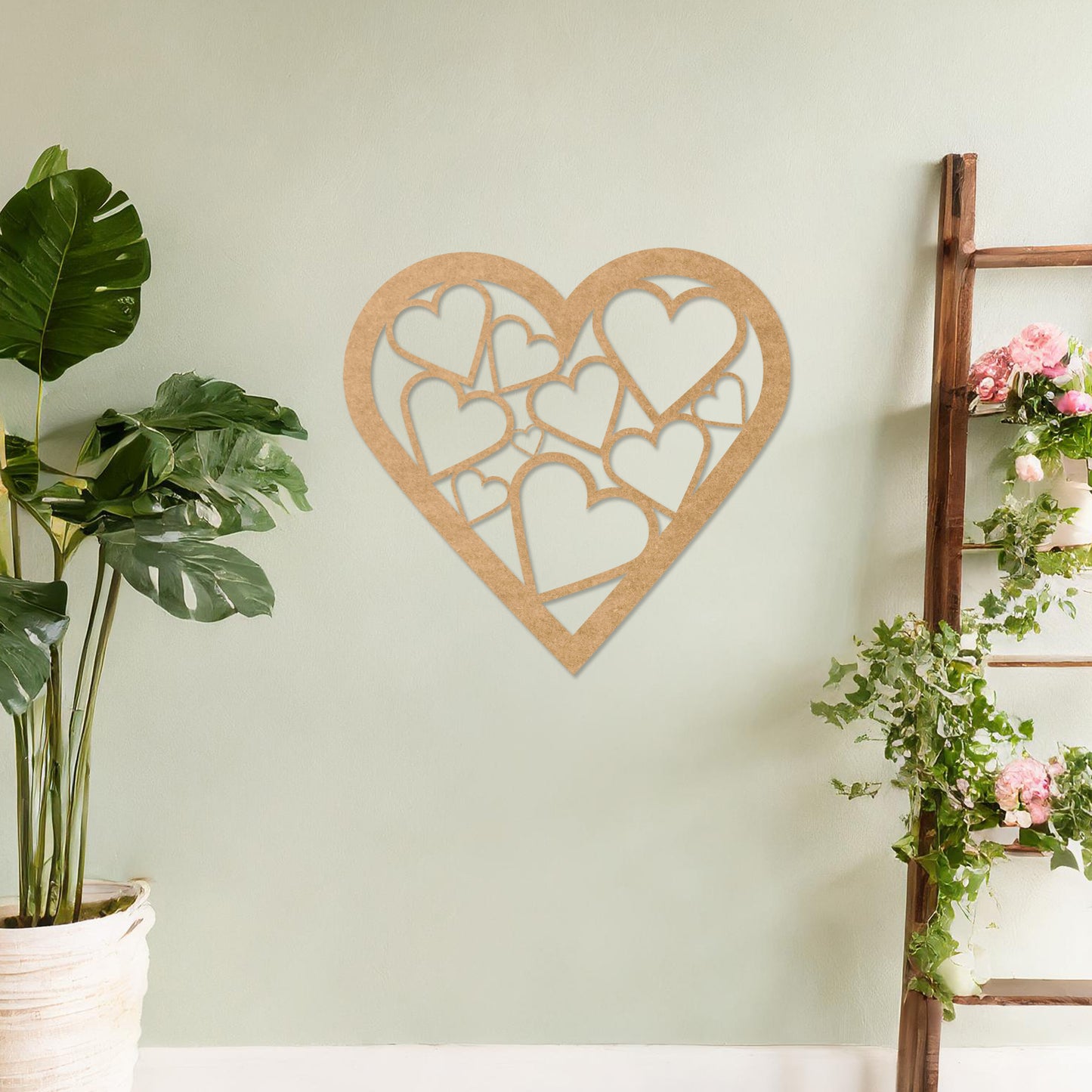 Wooden Love Heart Wall Art Modern Home Decoration Living Room Wall Hanging