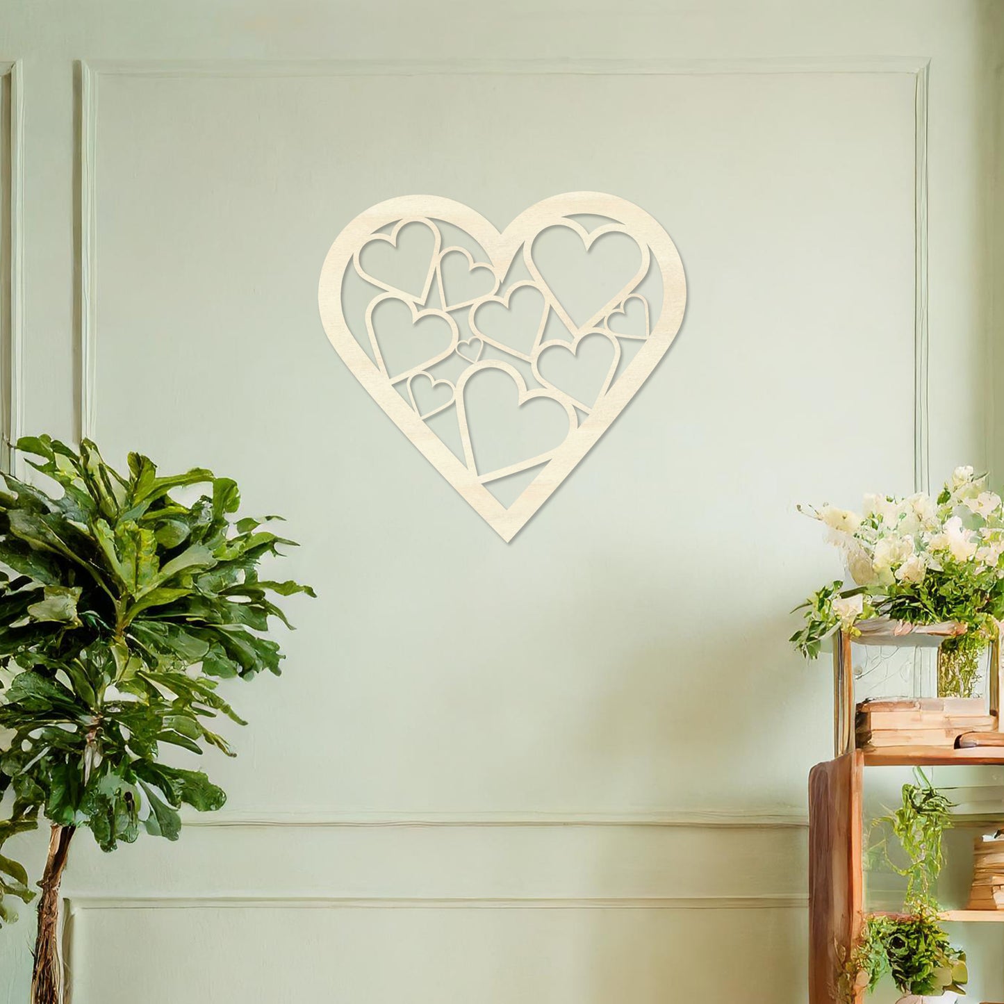 Wooden Love Heart Wall Art Modern Home Decoration Living Room Wall Hanging