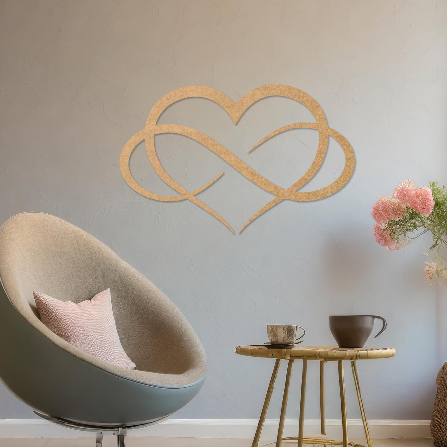 Wooden Love Heart Wall Art Modern Home Decoration Infinity Heart Bedroom Art