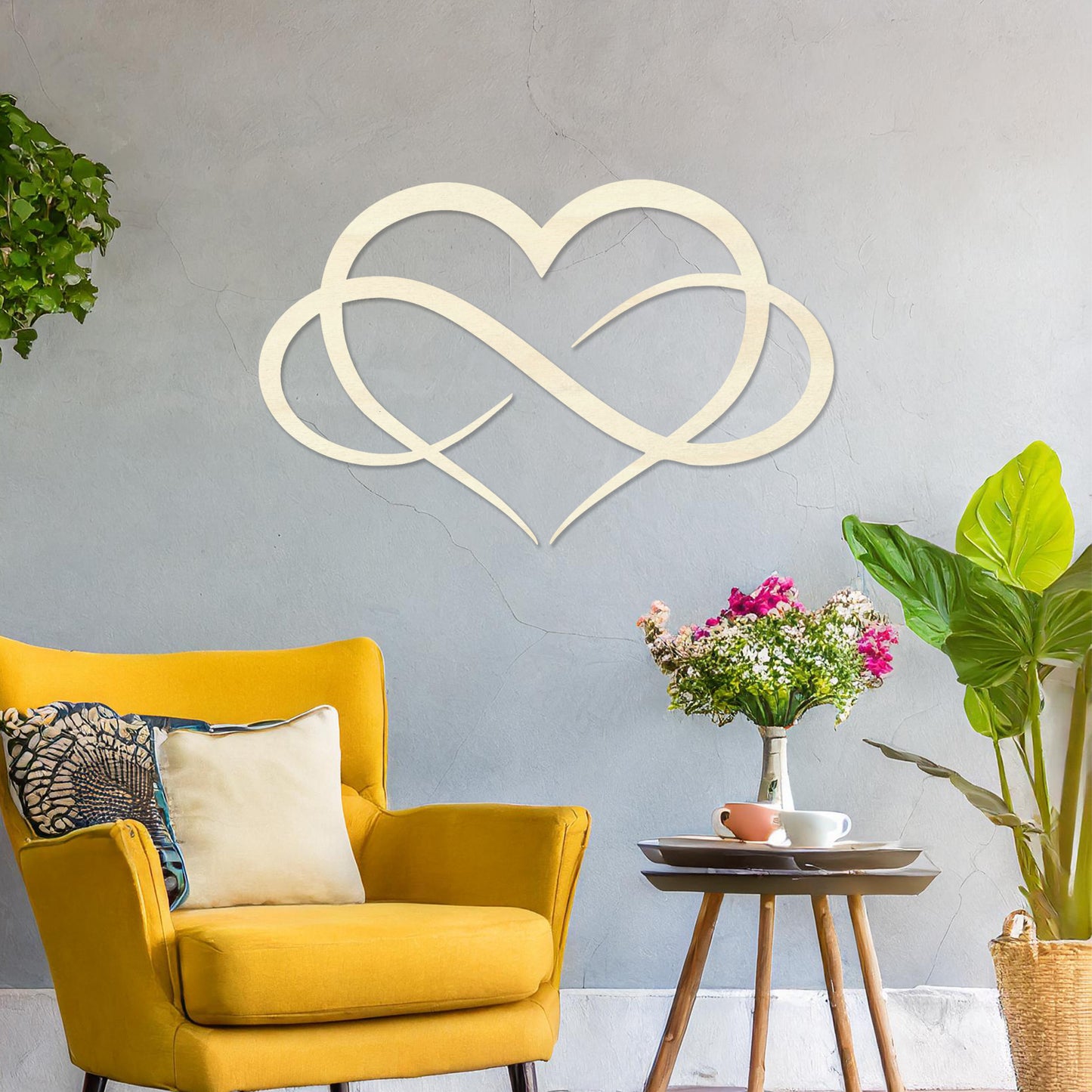 Wooden Love Heart Wall Art Modern Home Decoration Infinity Heart Bedroom Art