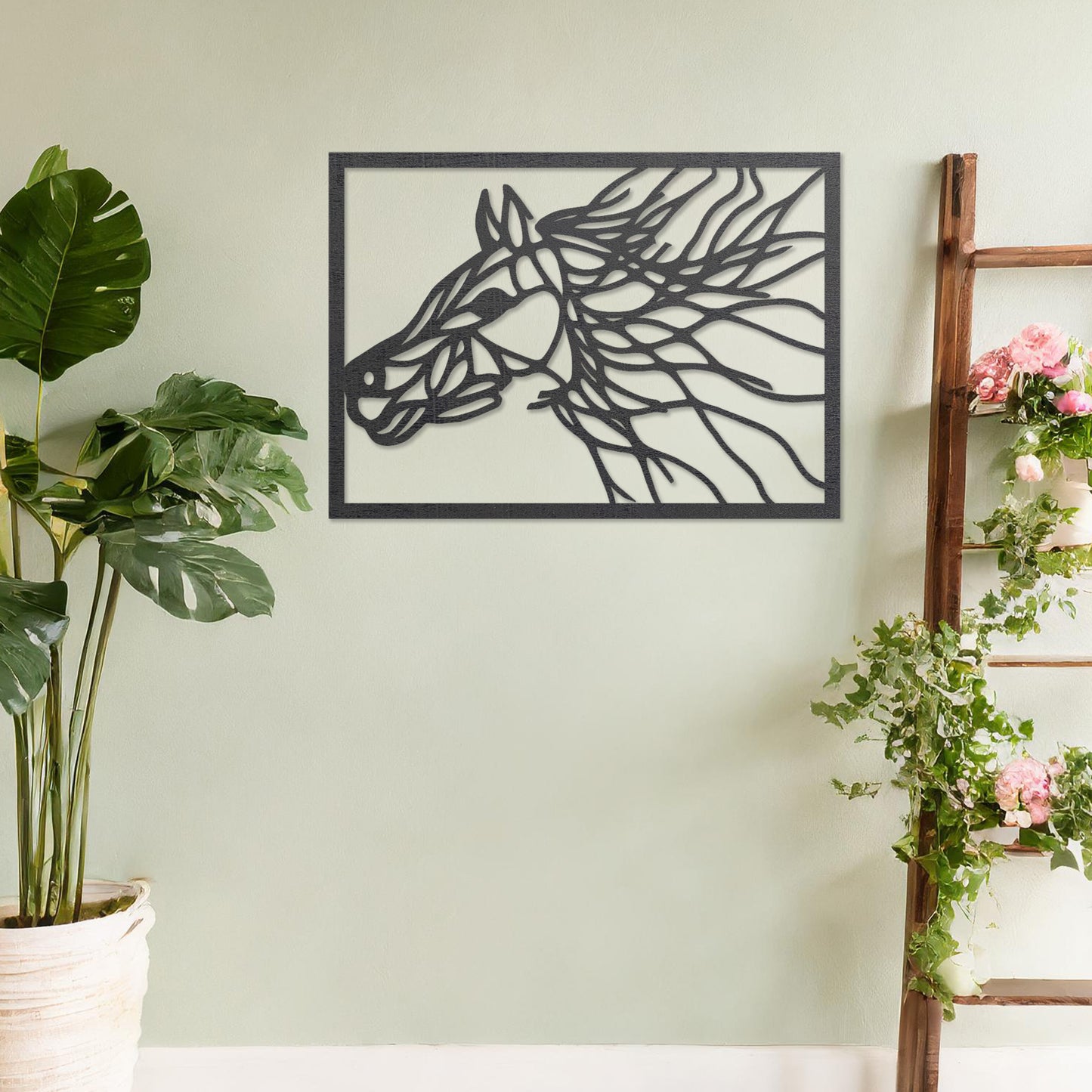 Wooden Horse Head Wall Art; Elegant Equestrian Hanging Decor, Stable Ambience