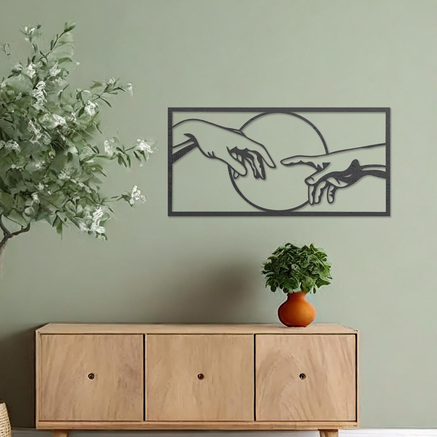 Wooden Hands Sculpture Wall Art Hanging Modern Office or Room Decor