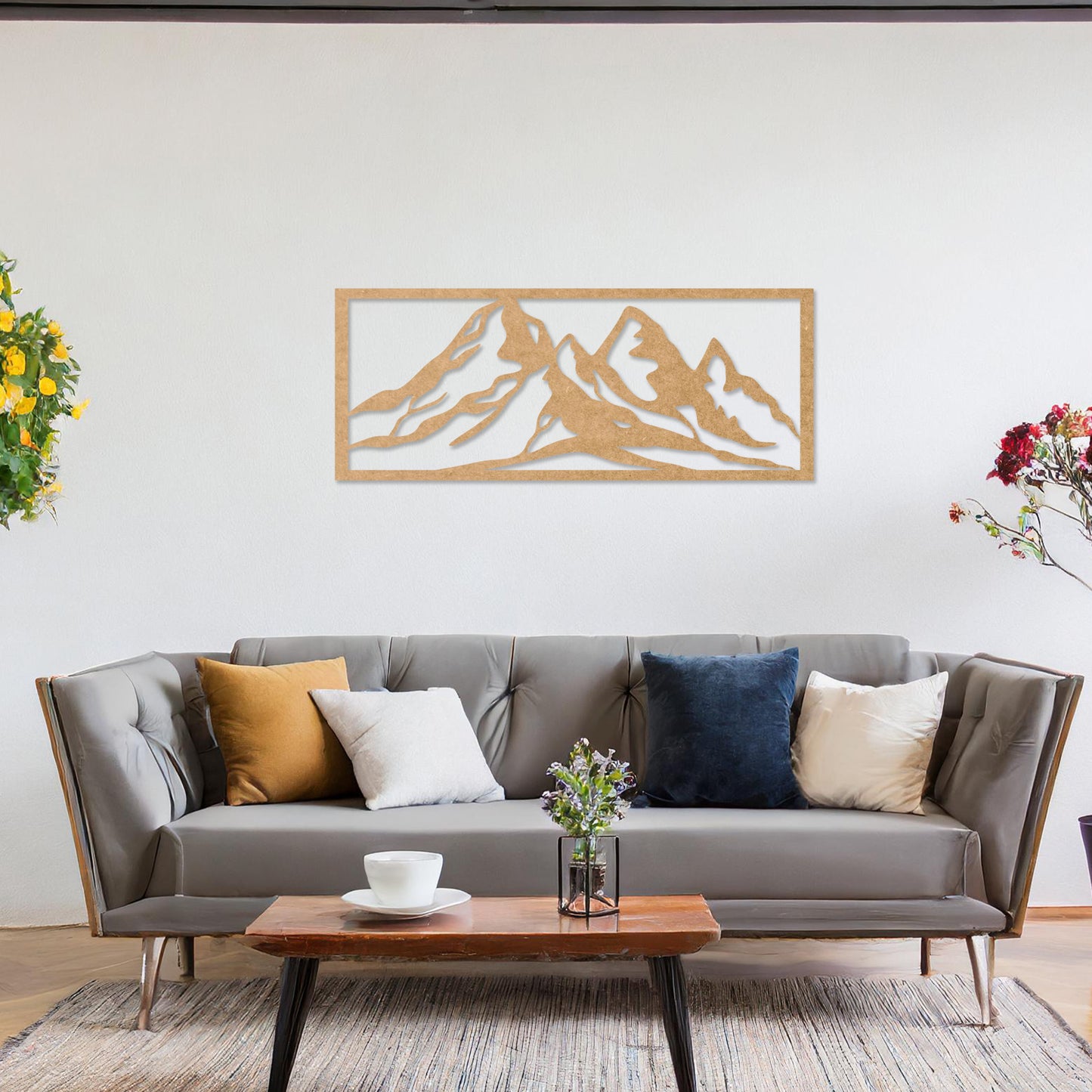 Wooden Mountains Wall Art Hanging Modern Home Contemporary Art