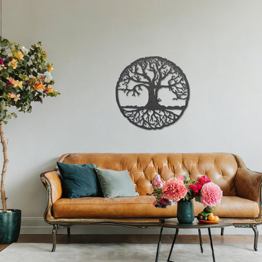 Wooden Tree Wall Art Circular Modern Home Decoration Living Room Wall Art