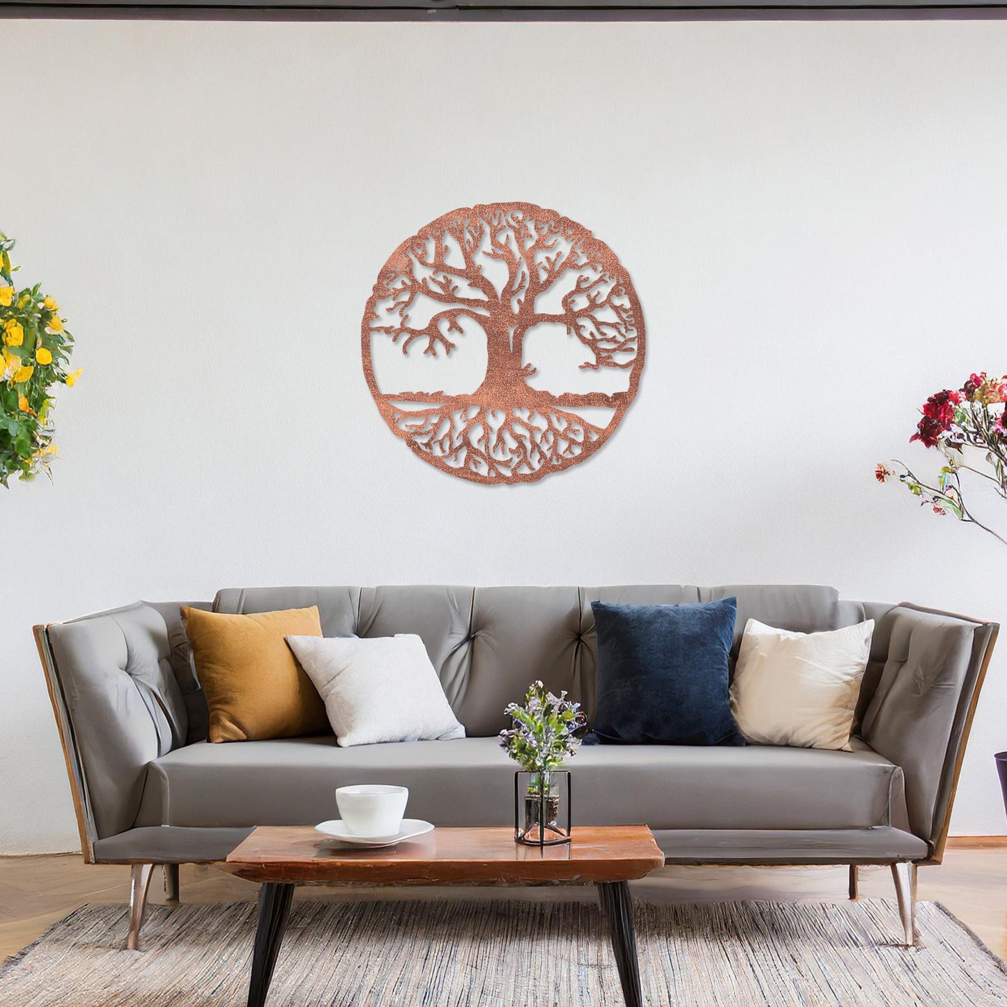 Wooden Tree Wall Art Circular Modern Home Decoration Living Room Wall Art