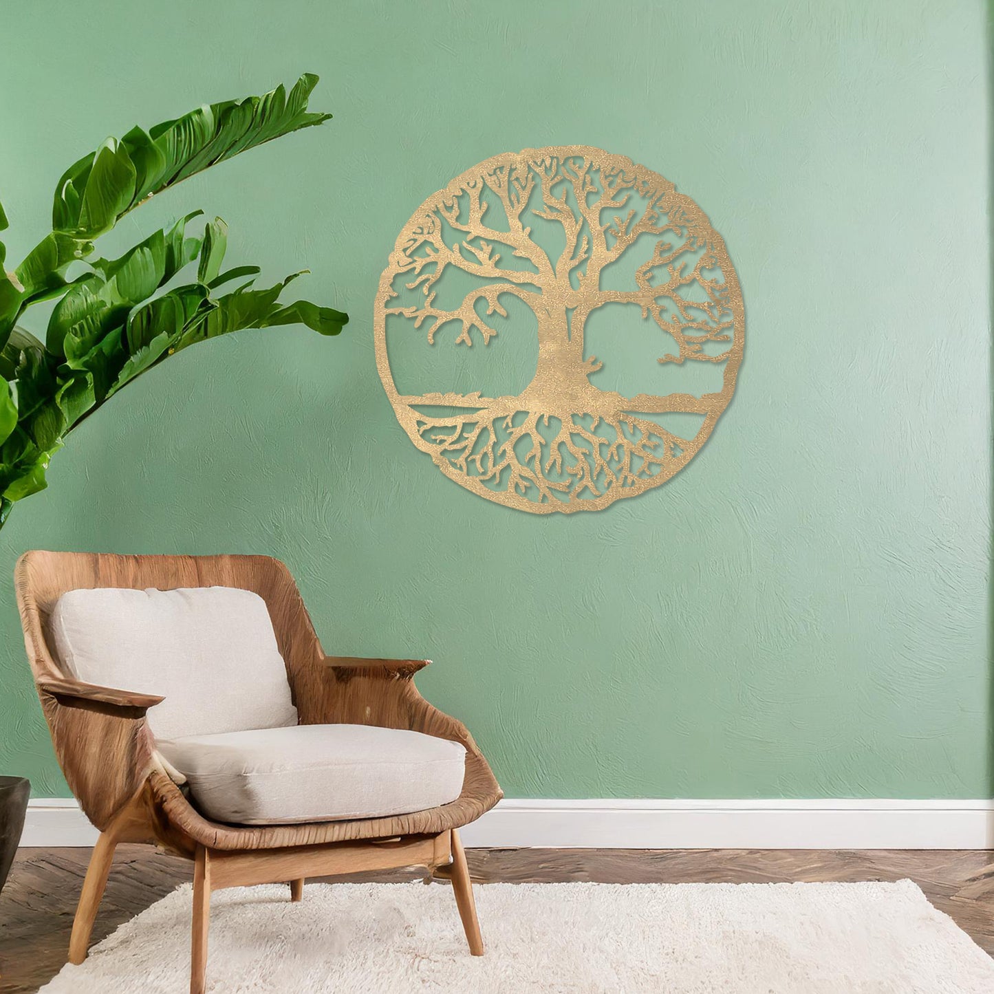 Wooden Tree Wall Art Circular Modern Home Decoration Living Room Wall Art