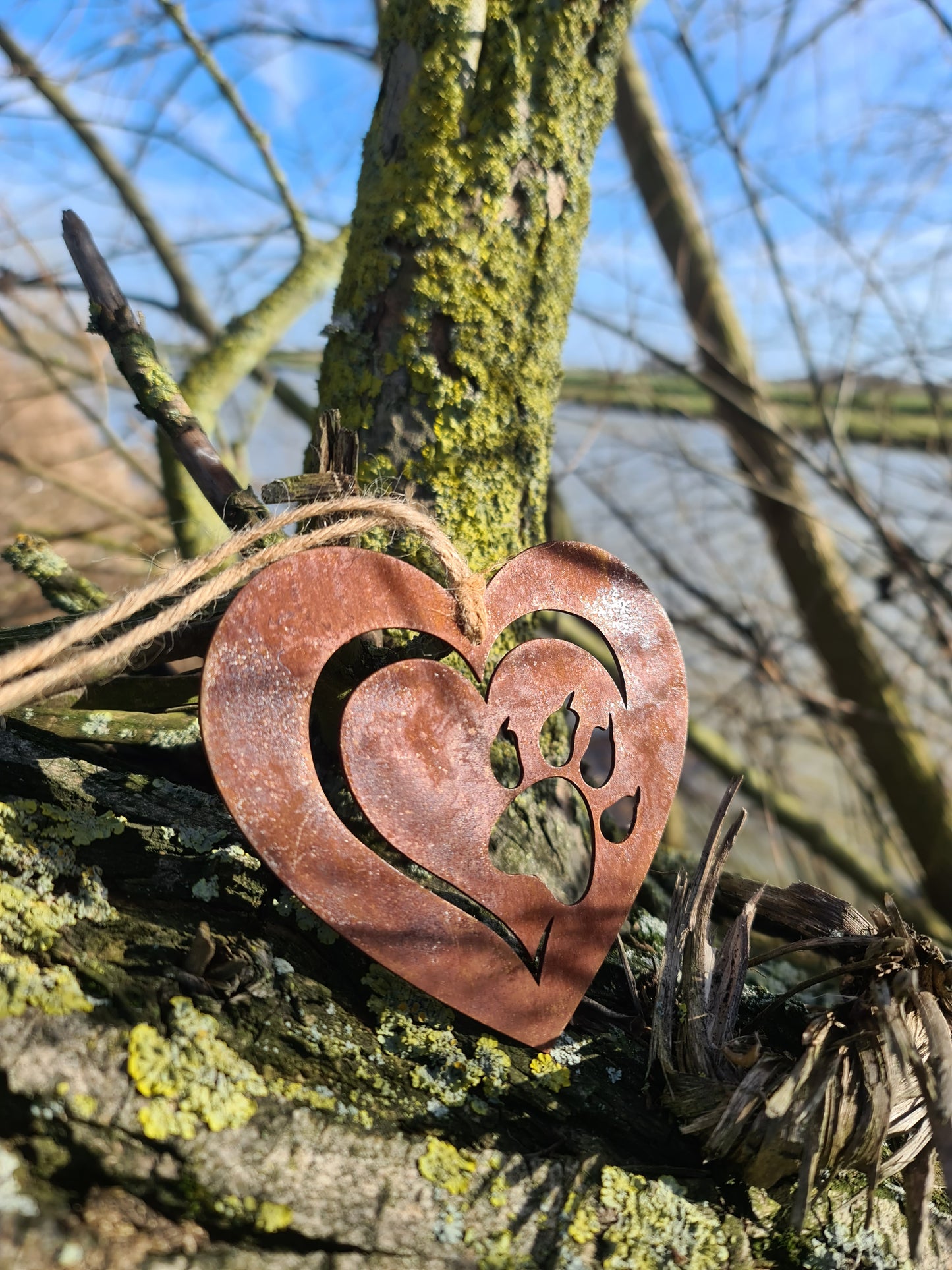 Cat Pet Memorial Rustic Hanging| Love Heart Plaque