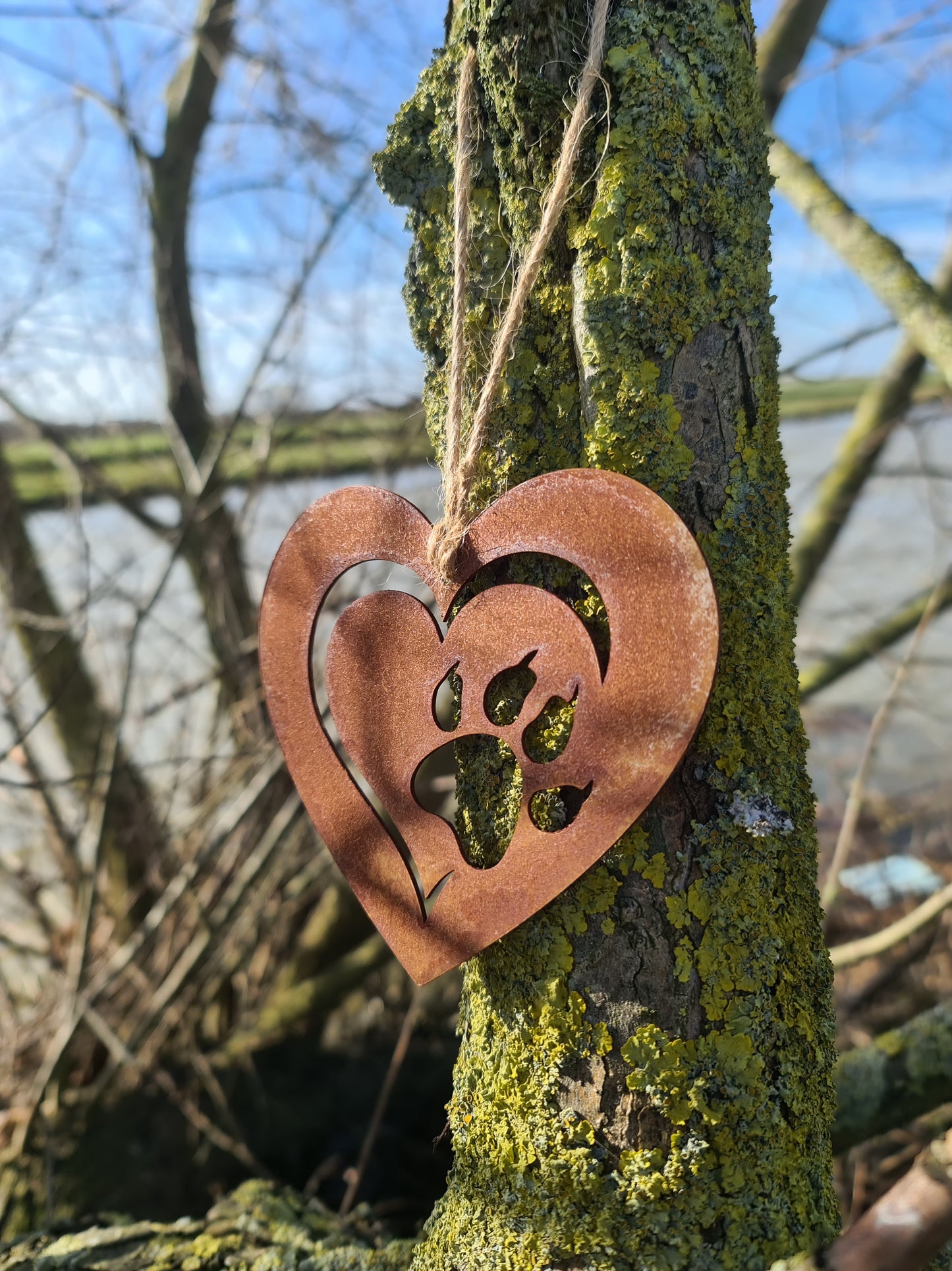 Cat Pet Memorial Rustic Hanging| Love Heart Plaque