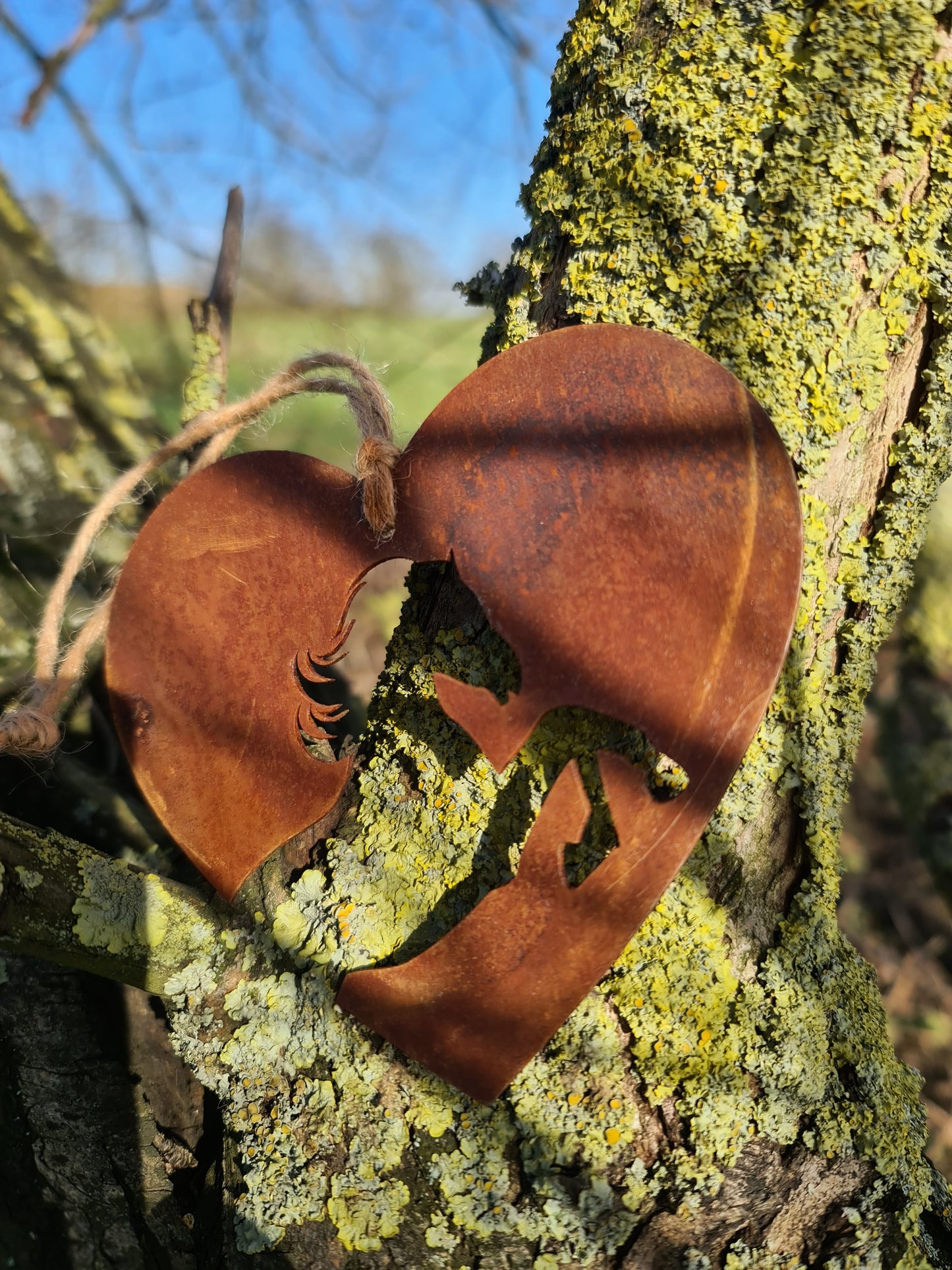 Horse Equestrian Pet Memorial Rustic Hanging Love Heart Plaque