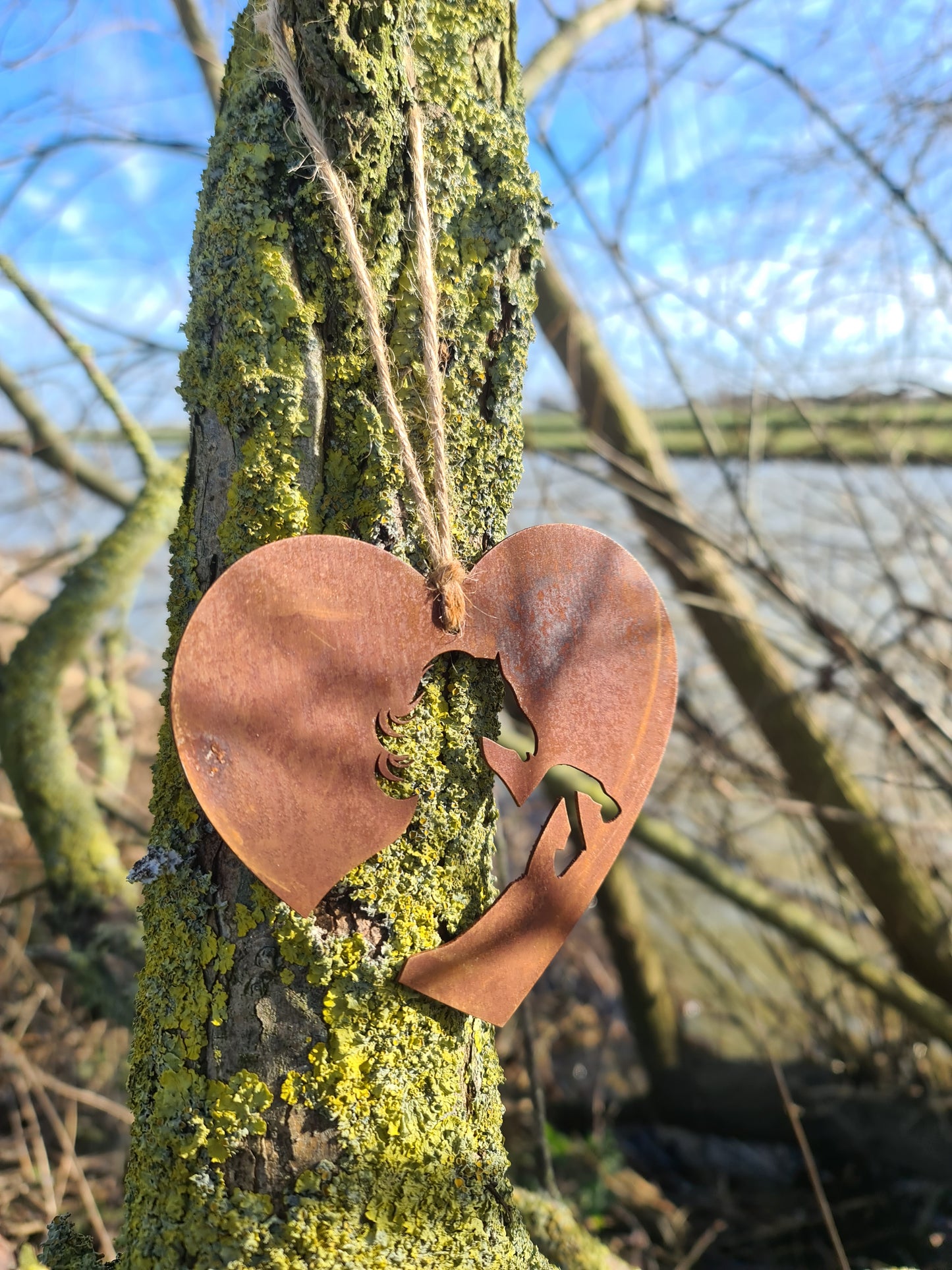 Horse Equestrian Pet Memorial Rustic Hanging Love Heart Plaque