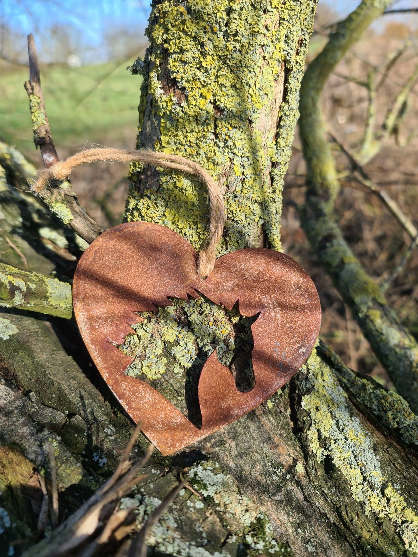 Horse Equestrian Pet Memorial Rustic Hanging Love Heart Plaque