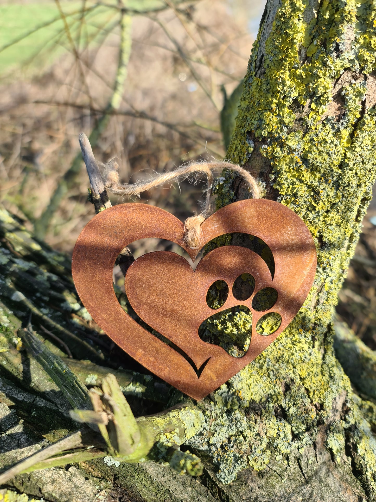 Dog Pet Memorial Rustic Hanging Love Heart Plaque Puppy Ornament