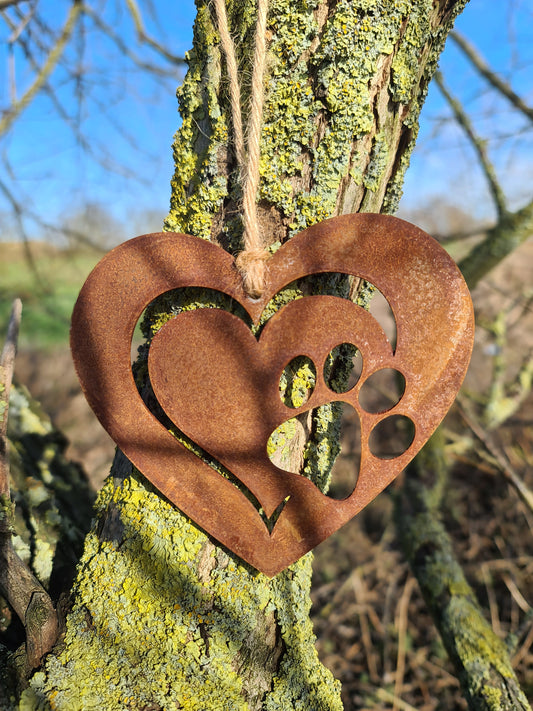 Dog Pet Memorial Rustic Hanging Love Heart Plaque Puppy Ornament