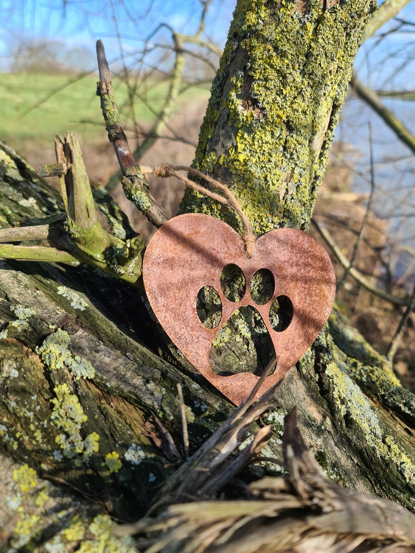 Dog Pet Memorial Rustic Hanging Love Heart Plaque Puppy Ornament