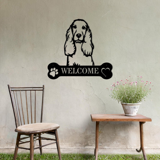 Cocker Spaniel Welcome Metal Sign - Perfect Gift for Dog Lovers