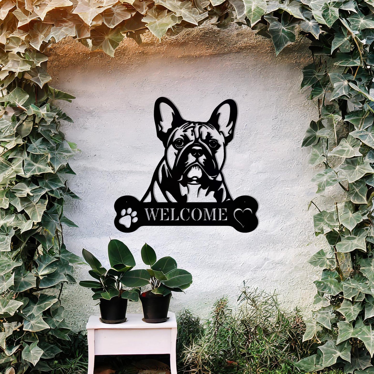 French Bulldog Welcome Metal Sign - Ideal Gift for Pet Owners