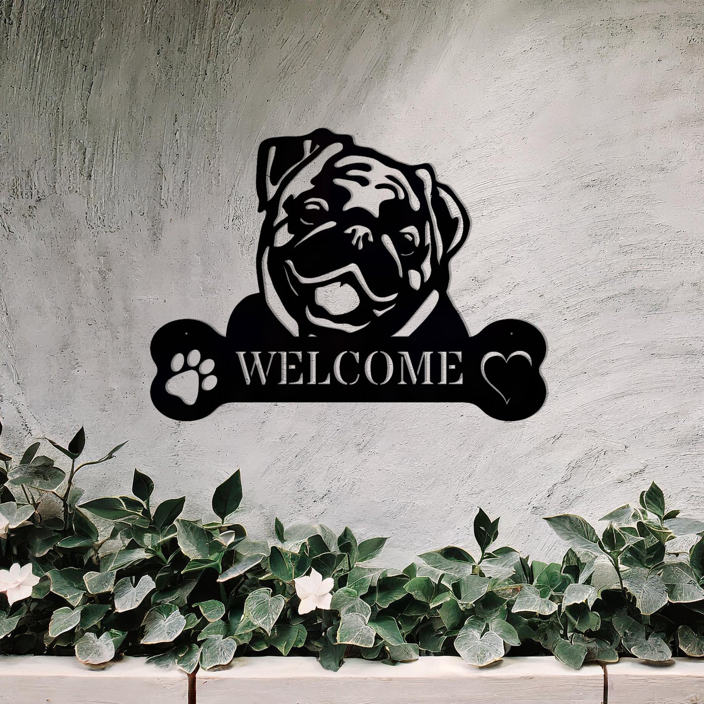 Pug Metal Sign - Dog Welcome Wall Art Gift Decor