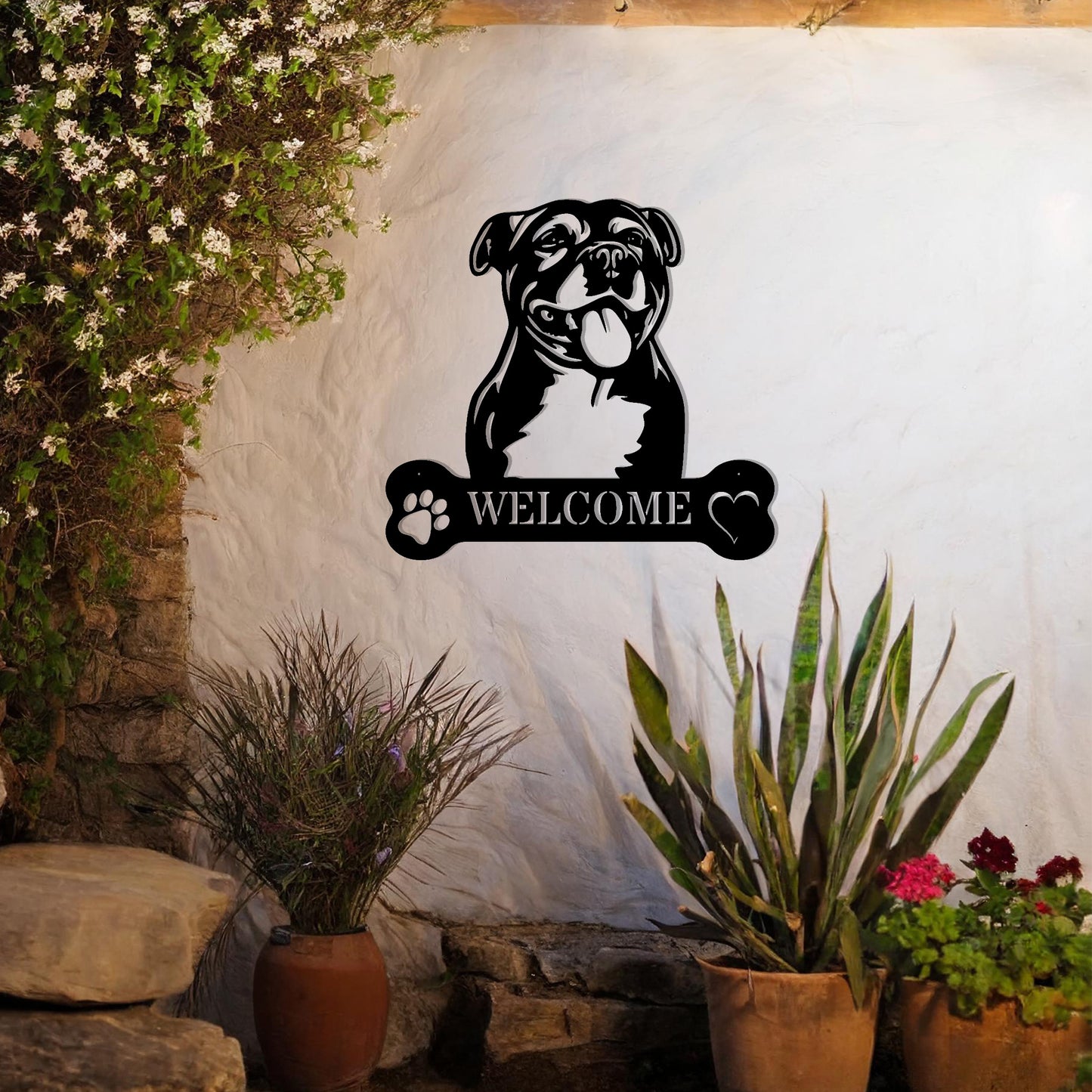 Staffordshire Bull Terrier Welcome Metal Sign - Perfect Gift for Dog