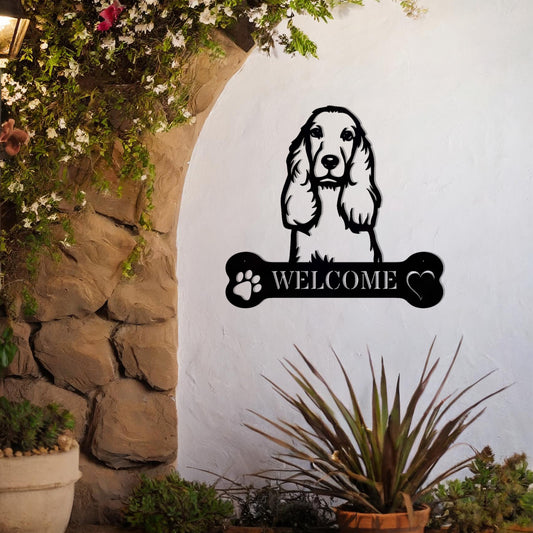 Cocker Spaniel Welcome Metal Sign - Perfect Gift for Dog Lovers