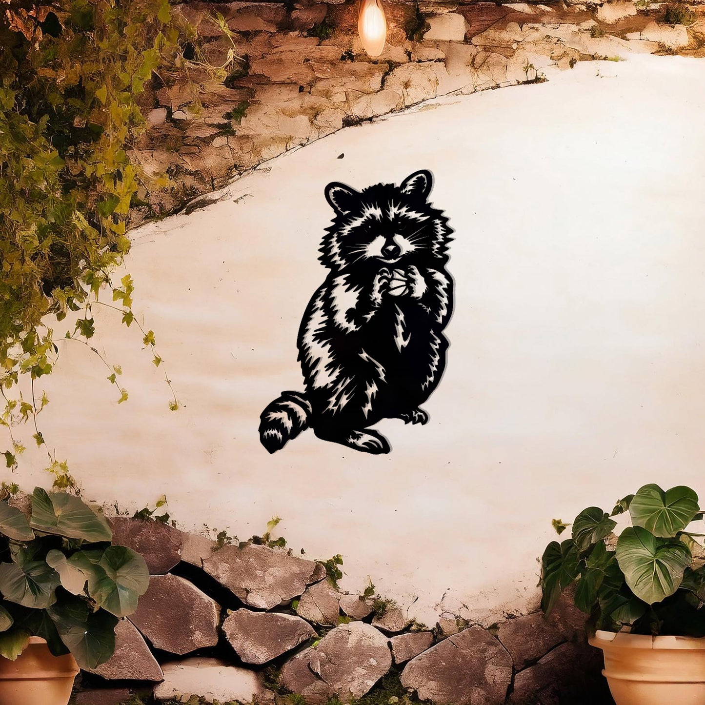 Adorable Raccoon Metal Wall Art - Whimsical Garden Decor Gift