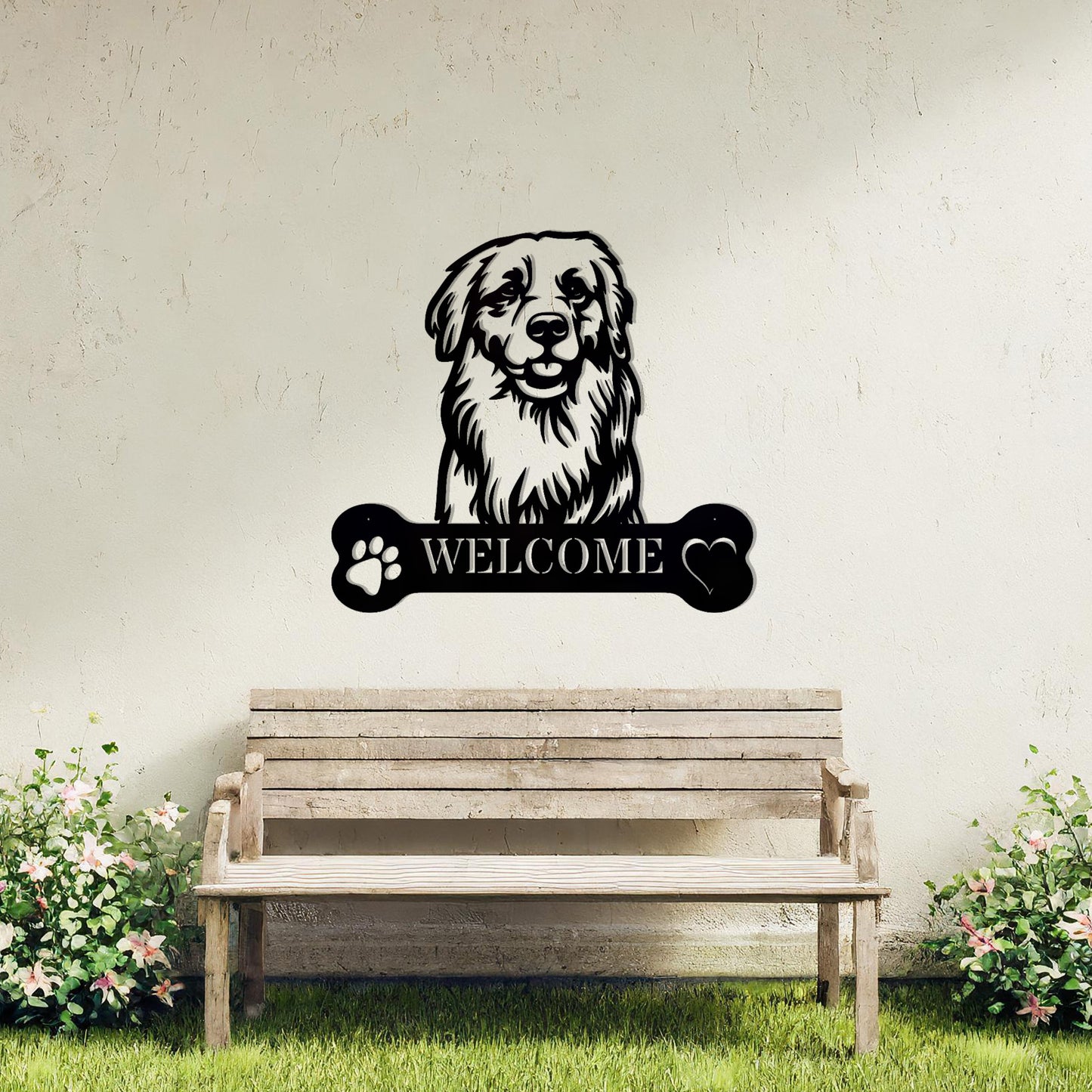 Golden Retriever Metal Sign - Dog Welcome Wall Art Gift