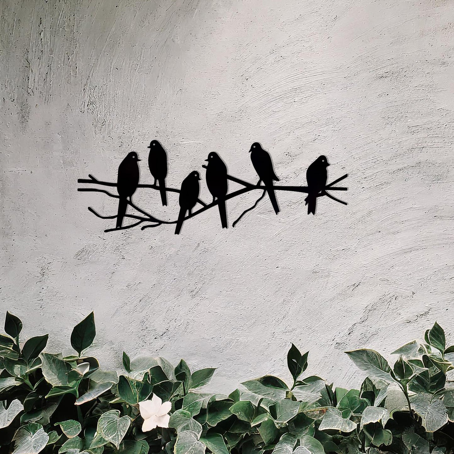 Six Birds on a Branch Metal Wall Art - Stylish Outdoor Garden Decoration