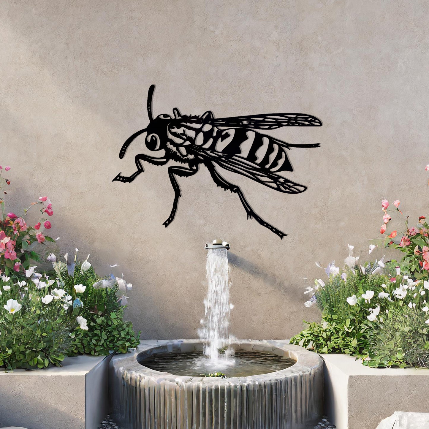 Intricate Wasp Metal Wall Art - Unique Garden Decor Gift for Bee Keeper