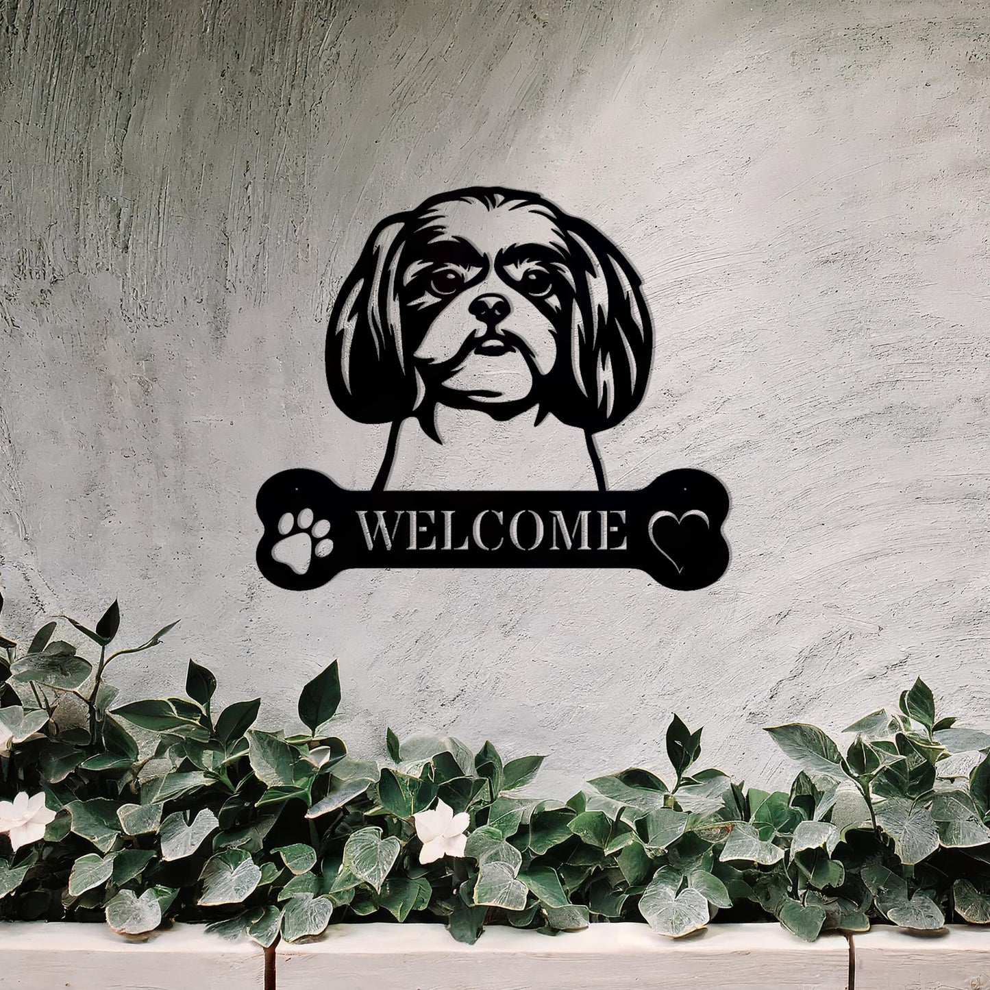 Shih Tzu Metal Welcome Sign - Dog Wall Art Gift Decor