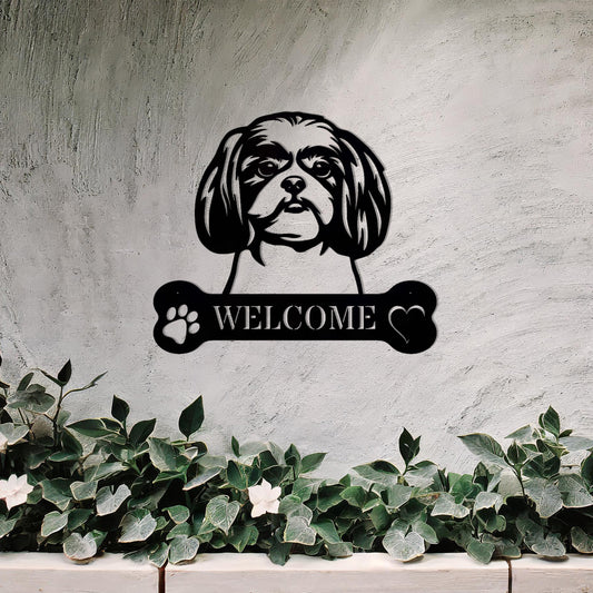 Shih Tzu Metal Welcome Sign - Dog Wall Art Gift Decor