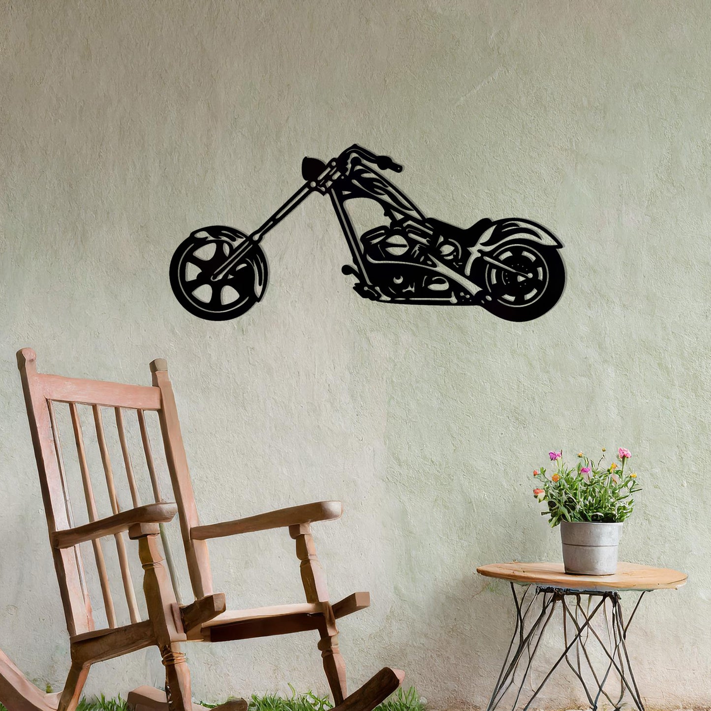 Chopper Motorcycle Metal Wall Art - Ideal Gift for Bikers and Garage Decor