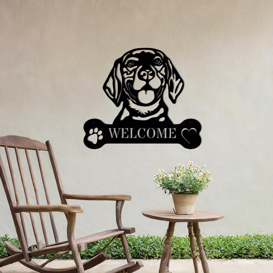 Beagle Metal Welcome Sign - Dog Hanging Wall Art Gift Decor