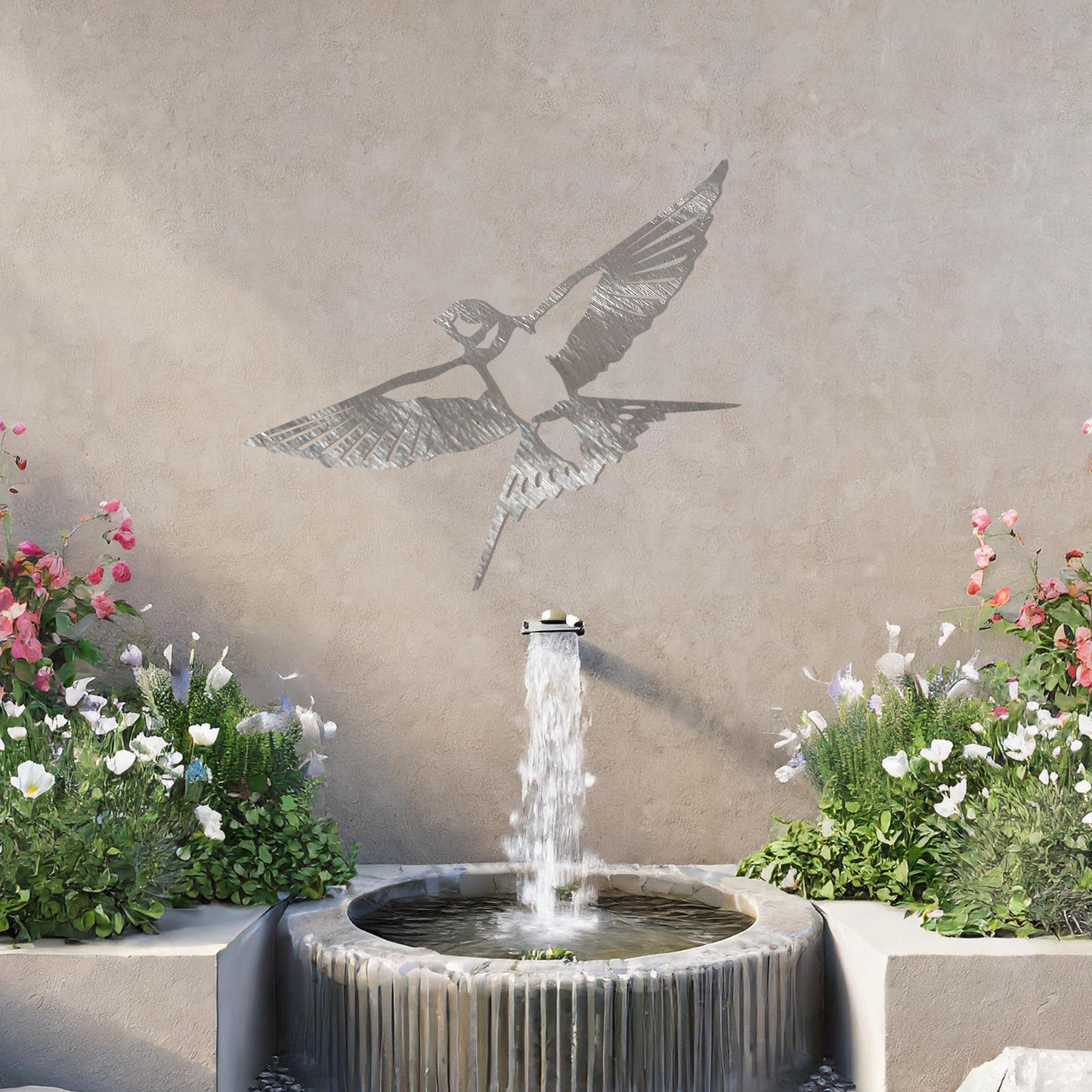 Flying Bird Metal Garden Wall Art - Elegant Outdoor and Indoor Decor Gift