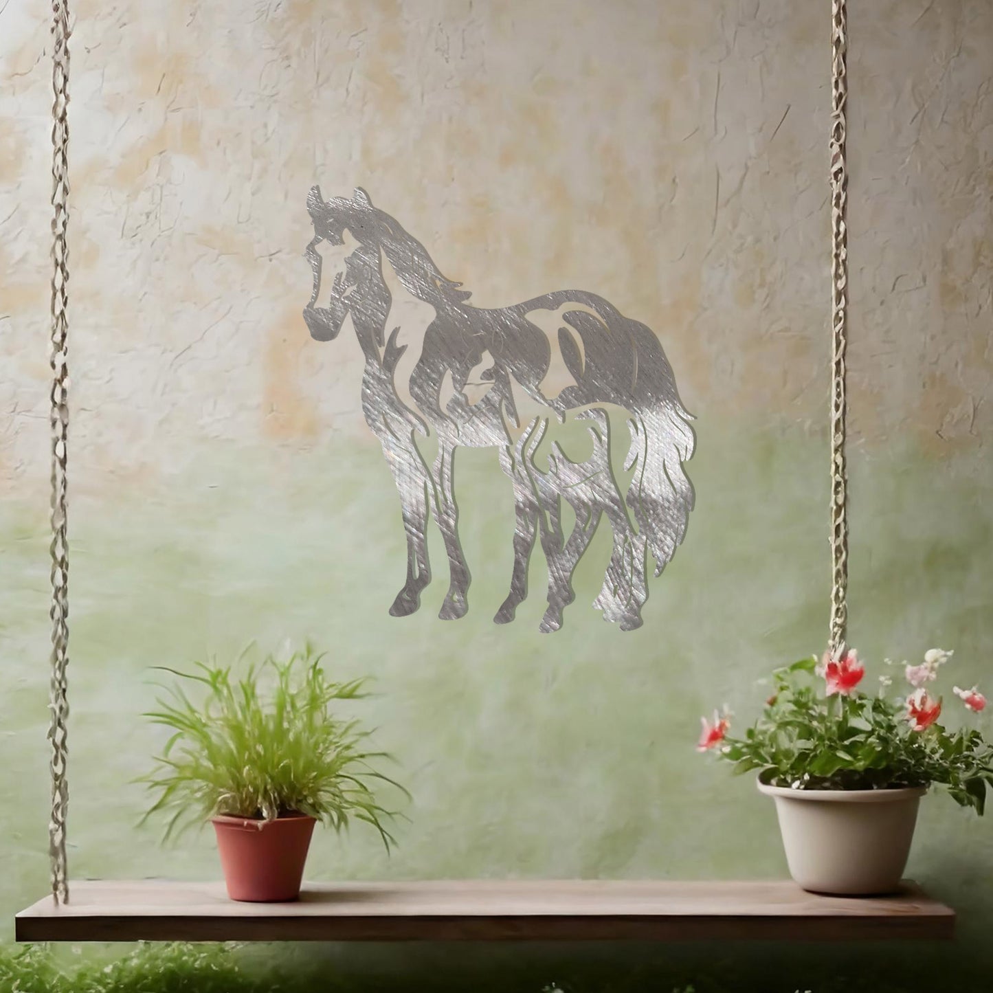 Horse and Foal Metal Wall Art - Elegant Farmhouse Decor Gift