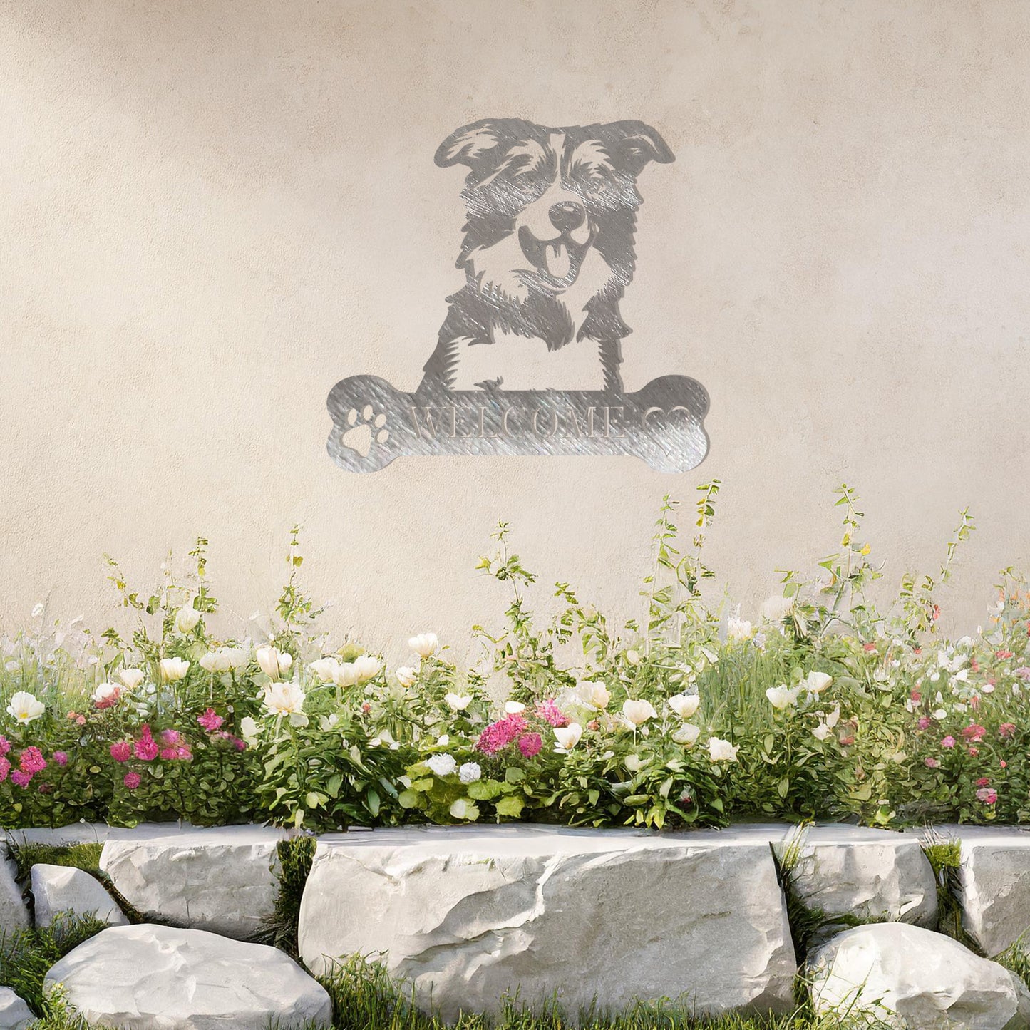 Border Collie Welcome Wall Art - Dog Metal Sign