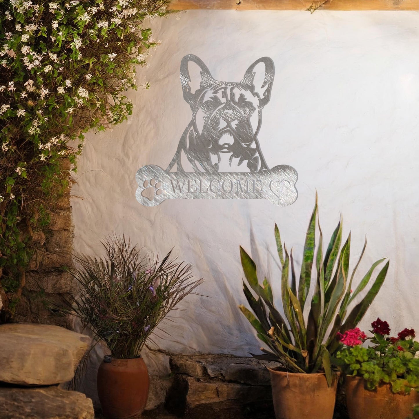 French Bulldog Welcome Metal Sign - Ideal Gift for Pet Owners