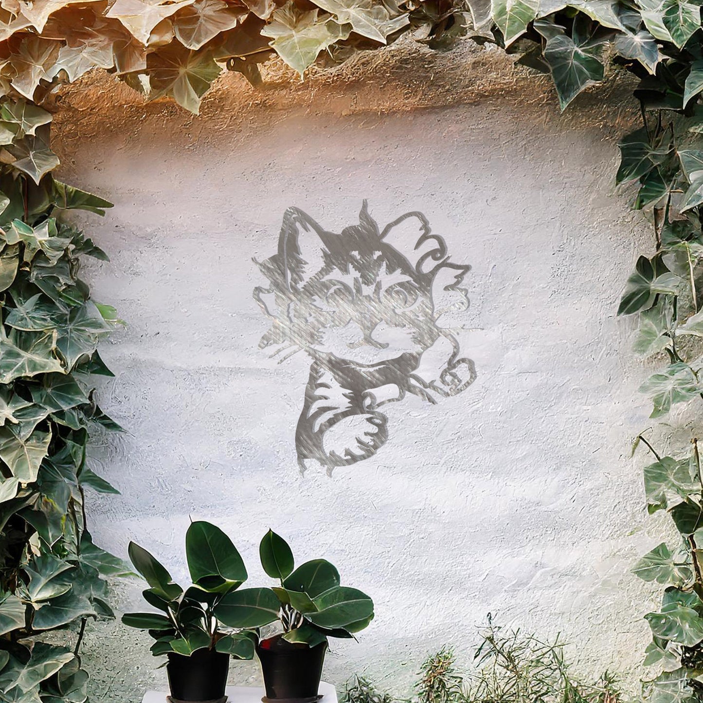 Curious Kitten Coming Out from The Wall Effect - Metal Wall Art - Perfect Gift for Cat Lovers