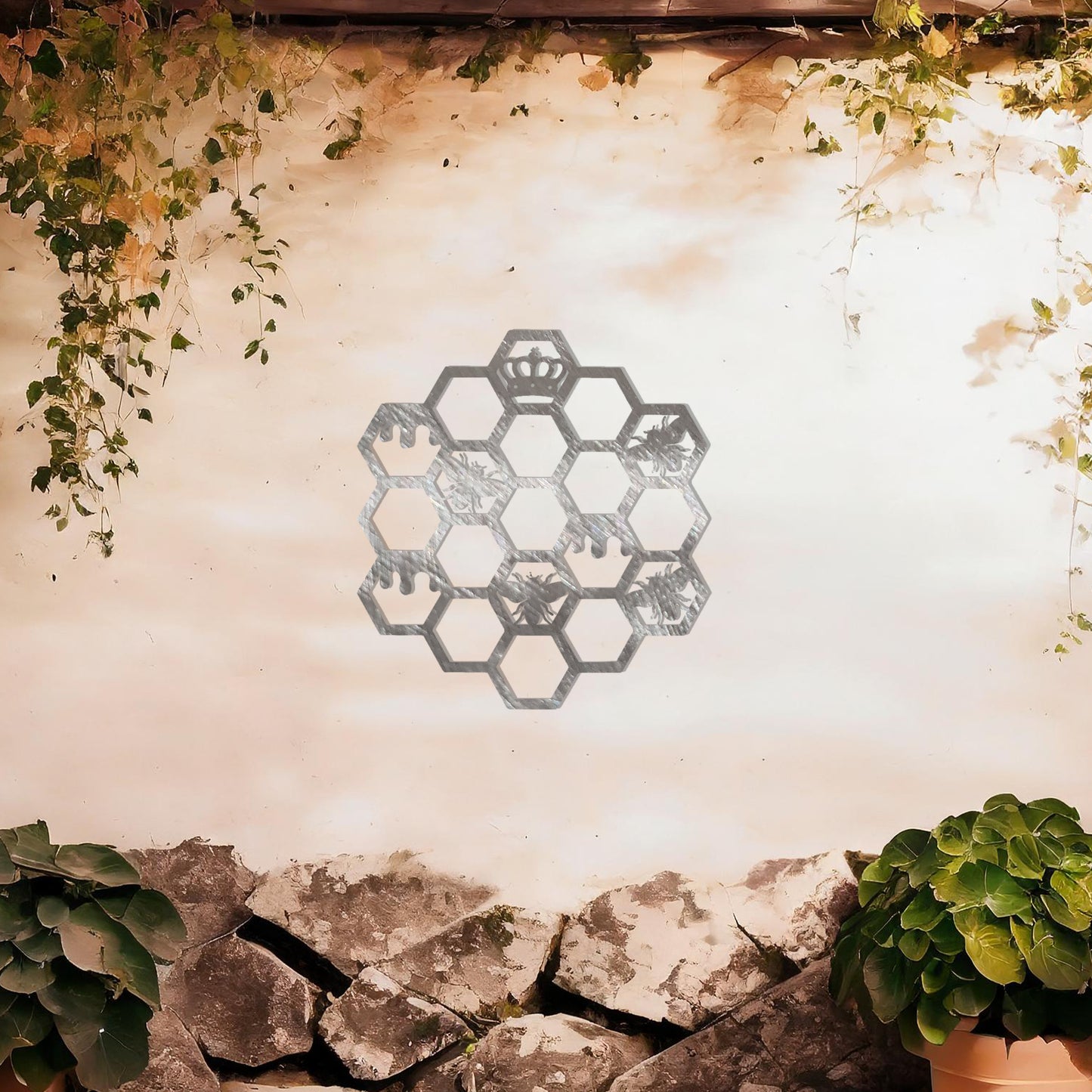 Elegant Bee and Honeycomb Metal Wall Art - Unique Gift for Home and Garden