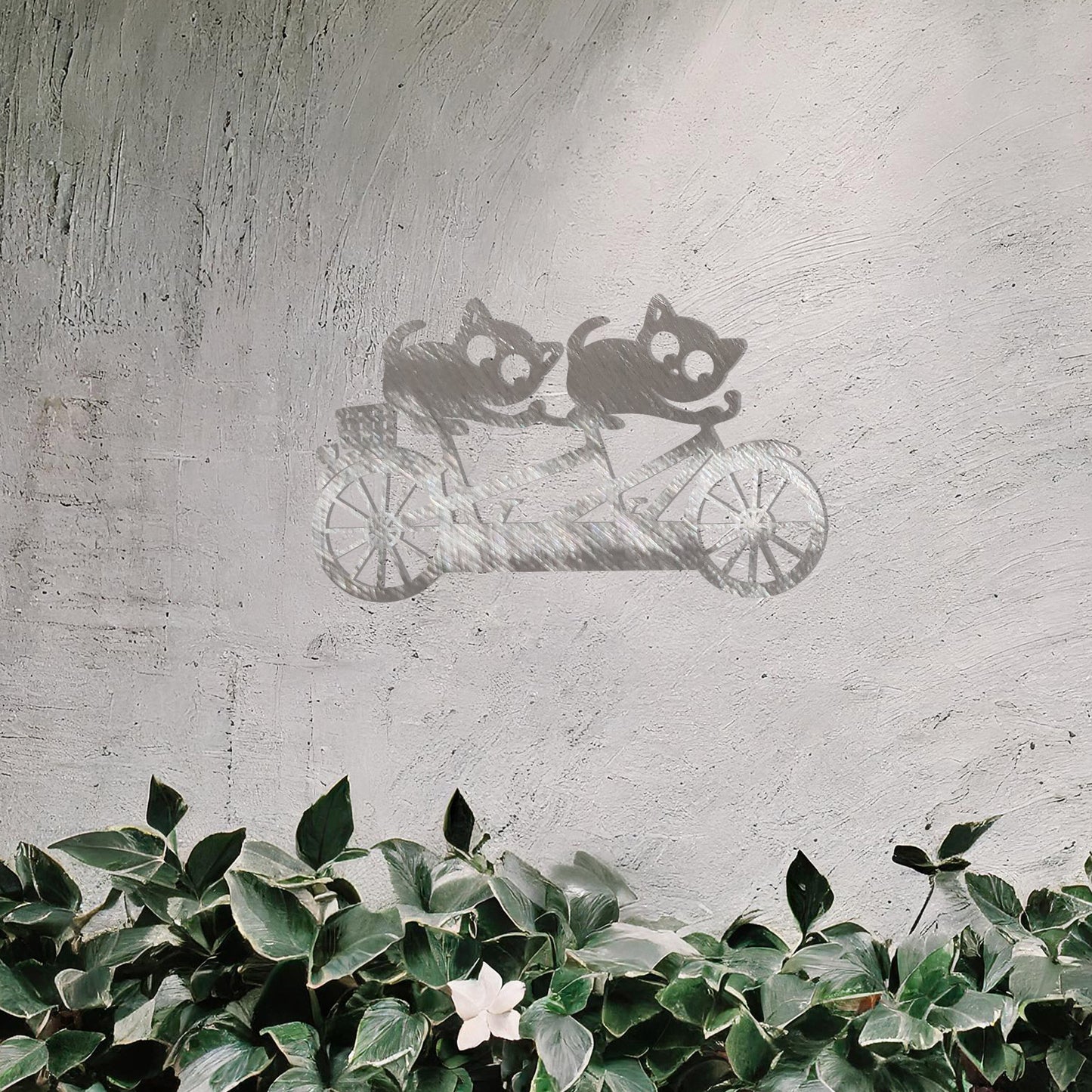 Playful Cats on Tandem Bike Metal Wall Art - Fun Decor Gift for Cat Lovers