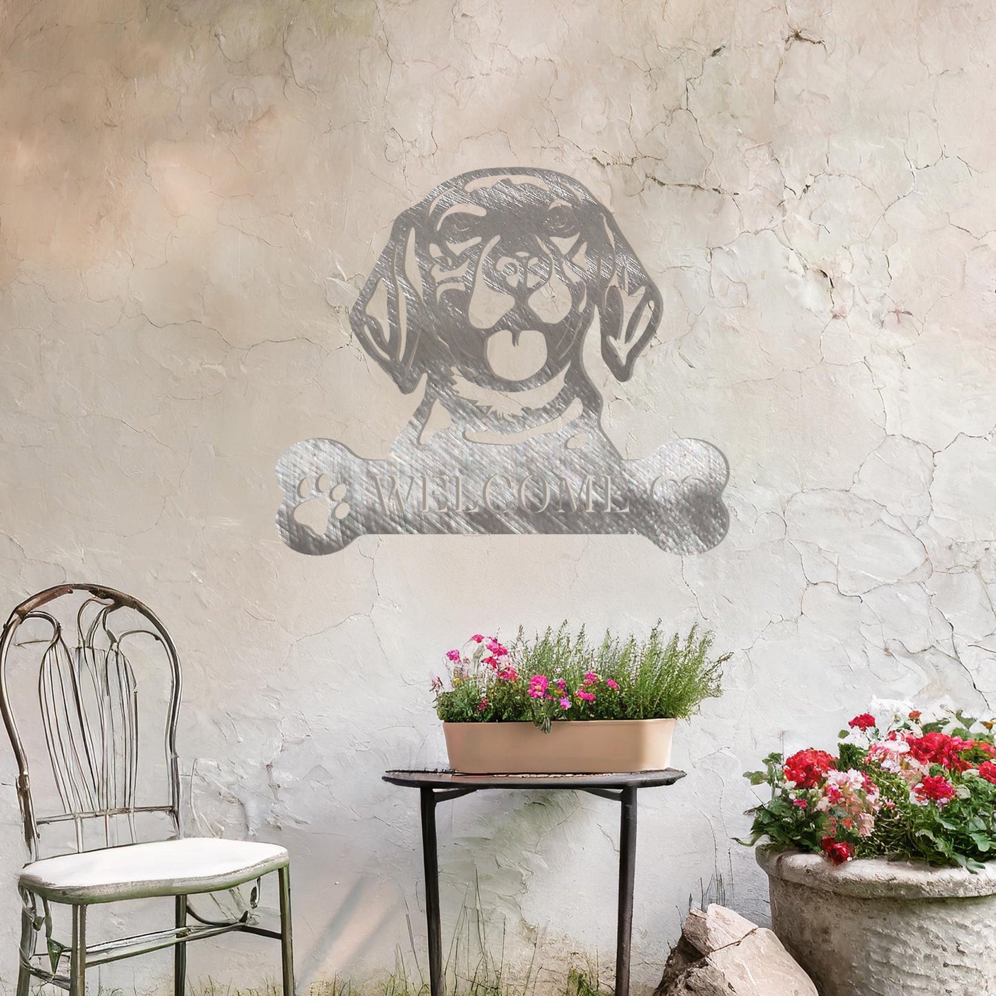 Beagle Metal Welcome Sign - Dog Hanging Wall Art Gift Decor