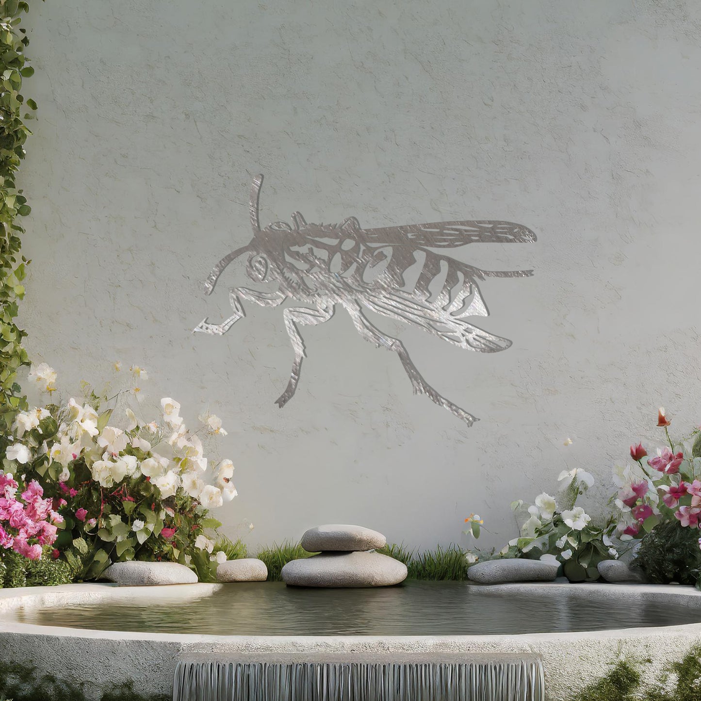 Intricate Wasp Metal Wall Art - Unique Garden Decor Gift for Bee Keeper