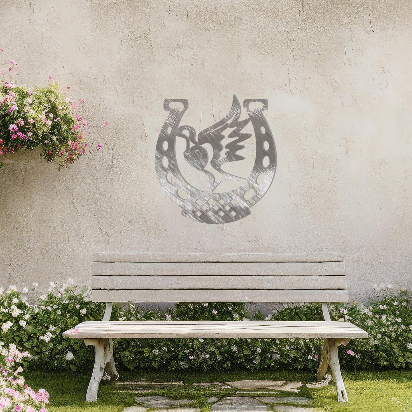 Lucky Horseshoe and Dove Metal Wall Art - Perfect Gift for Good Fortune