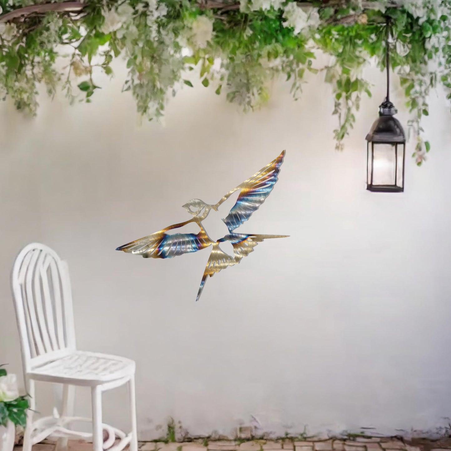 Flying Bird Metal Garden Wall Art - Elegant Outdoor and Indoor Decor Gift