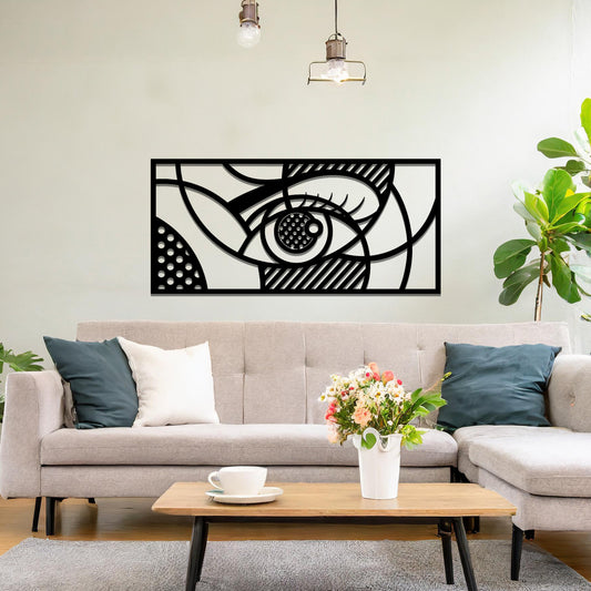 Geometric Abstract Eye Metal Wall Art: Framed Modern Decor