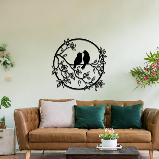 Metal Birds Circular Wall Art Hanging Contemporary Home Decoration Bedroom