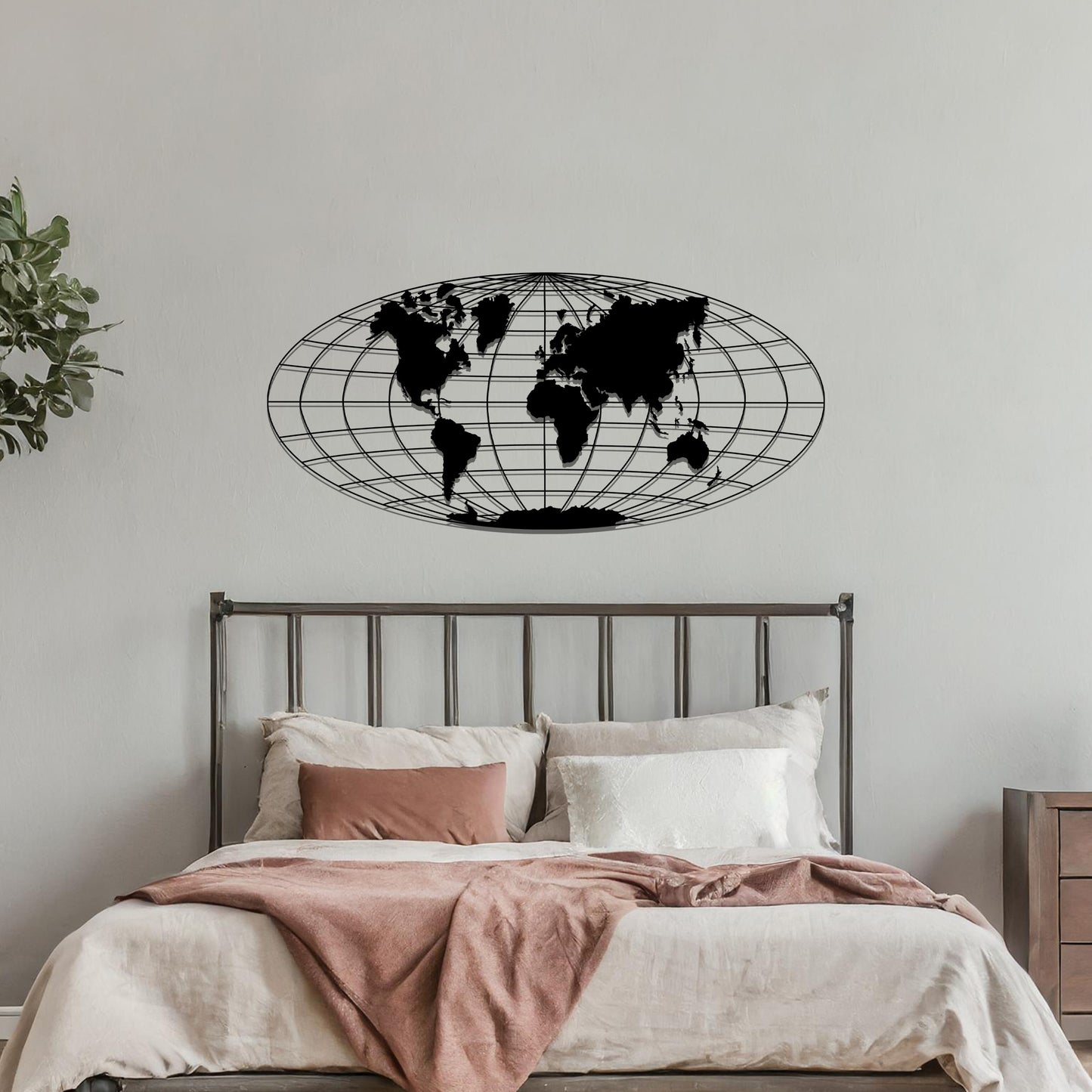 Modern World Map Metal Wall Art Sculpture Decor Gift Art Home Decoration