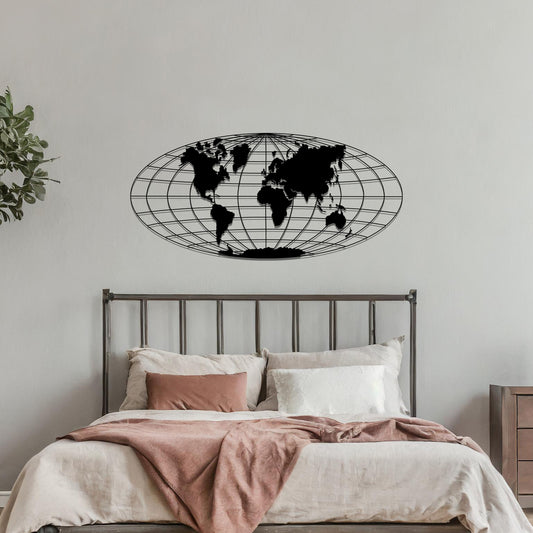 Modern World Map Metal Wall Art Sculpture Decor Gift Art Home Decoration