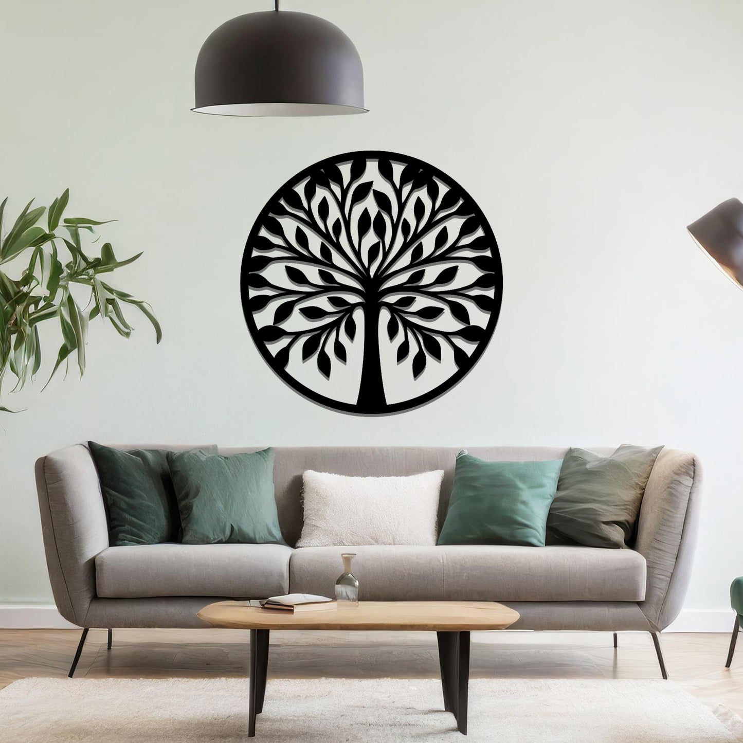 Round Metal Tree of Life Art: Modern Circular Nature Decor for Home or Office