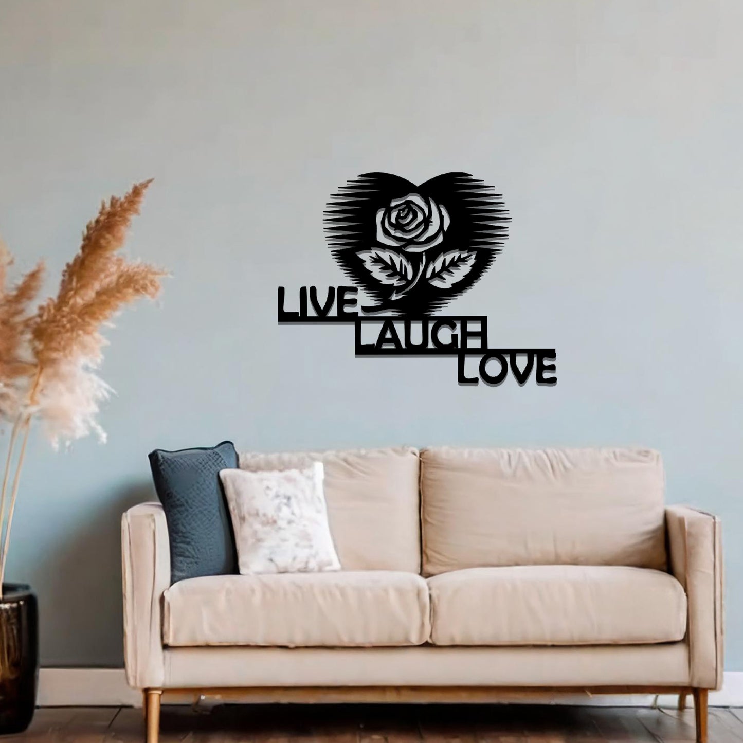 Heart Shaped Rose Metal Art: Live Laugh Love Romantic Wall Art Decor