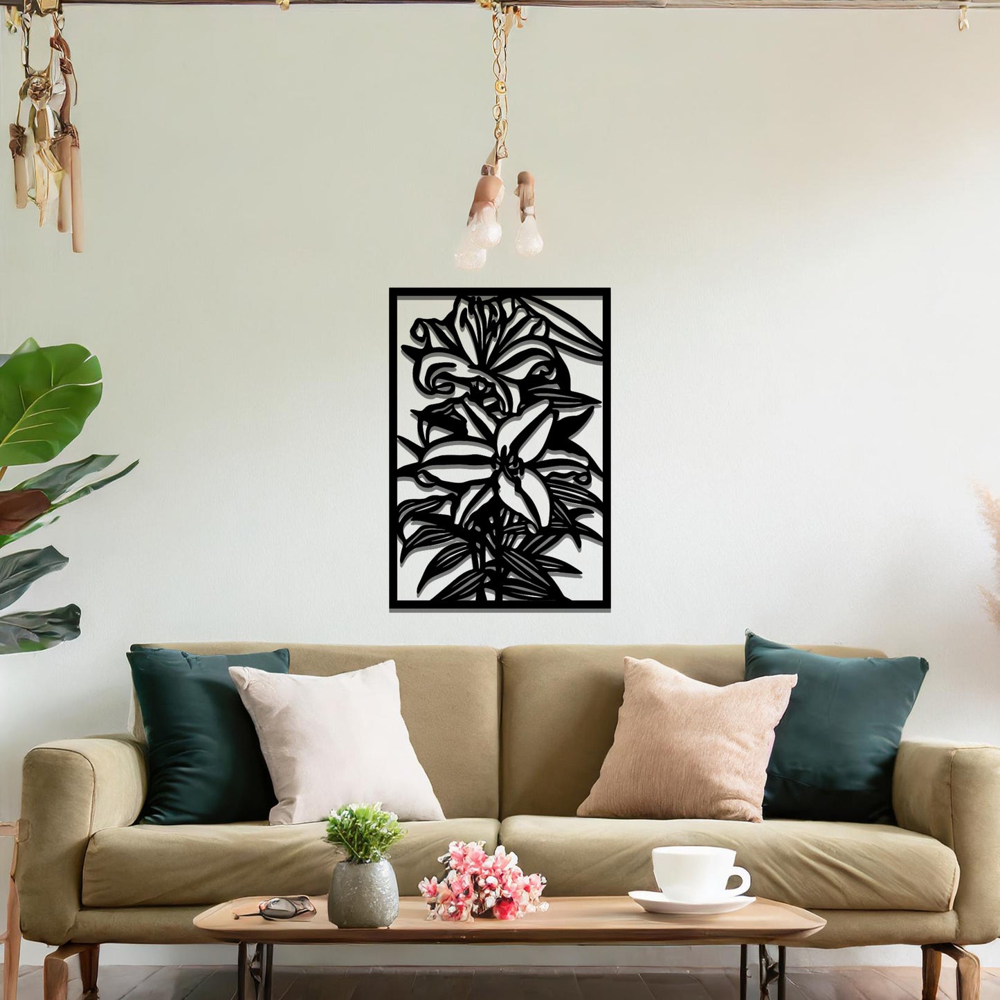 Lustrous Lily Metal Wall Hanging Art: Symbol of Purity and Elegance for Any Room or Office