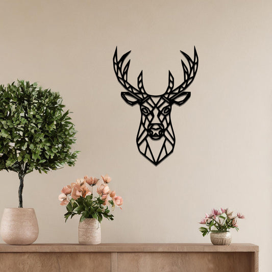 Metal Stag Head Modern Wall Art Steel Hanging Decor Wall Sculpture Gift